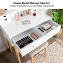 Makeup Vanity Set with 6 Drawers and Unique Shape Mirror by LJGDeals