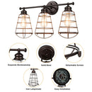 3-Light Vanity Lamp Bathroom Fixture with Metal Wire Cage by LJGDeals