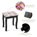 Vanity Wood Dressing Stool Padded Piano Seat with Rose Cushion by LJGDeals