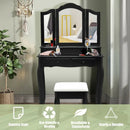 4 Drawers Wood Mirrored Vanity Dressing Table with Stool by LJGDeals