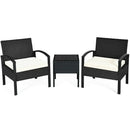 3 Pieces Outdoor Rattan Patio Conversation Set with Seat Cushions by LJGDeals