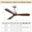52 Inch Modern Ceiling Fan Indoor Outdoor Brushed Nickel Finish with Remote by LJGDeals