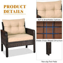 3 Pcs Outdoor Patio Rattan Conversation Set with Seat Cushions-Black by LJGDeals