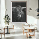 Texas Longhorn Wall Art Canvas Print – Monochrome Horned