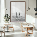 Minimal Ocean Wall Art Canvas Print – Framed Monochrome