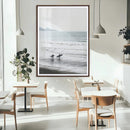 Surfer Silhouettes Wall Art Canvas Print – Minimalist Ocean