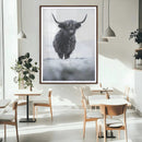 Frosty Black Highland Wall Art Canvas Print – Framed Moody