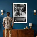 Highland Cow Bathtub Canvas Wall Art, Funny Bathroom Print by MyGreatCanvas | Canvas Wall Art Prints | Photo Prints & Wall Decor