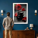 Black Lava Stone Rose Canvas | Red Rose Spa Photography by MyGreatCanvas | Canvas Wall Art Prints | Photo Prints & Wall Decor