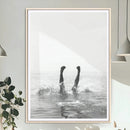 Minimal Ocean Wall Art Canvas Print – Framed Monochrome