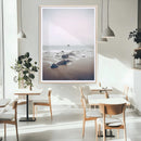 Moody Seascape Wall Art Canvas Print – Framed Neutral Foggy