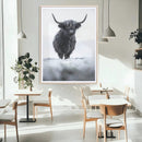 Frosty Black Highland Wall Art Canvas Print – Framed Moody