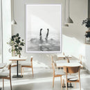 Minimal Ocean Wall Art Canvas Print – Framed Monochrome