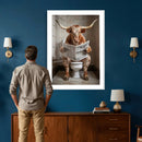 Funny Bathroom Canvas Wall Art, Texas Longhorn on Toilet by MyGreatCanvas | Canvas Wall Art Prints | Photo Prints & Wall Decor