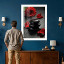 Black Lava Stone Rose Canvas | Red Rose Spa Photography by MyGreatCanvas | Canvas Wall Art Prints | Photo Prints & Wall Decor