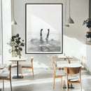 Minimal Ocean Wall Art Canvas Print – Framed Monochrome