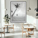 Black White Palm Tree Wall Art Canvas Print – Framed