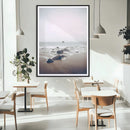 Moody Seascape Wall Art Canvas Print – Framed Neutral Foggy