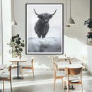 Frosty Black Highland Wall Art Canvas Print – Framed Moody