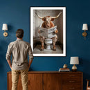 Funny Bathroom Canvas Wall Art, Texas Longhorn on Toilet by MyGreatCanvas | Canvas Wall Art Prints | Photo Prints & Wall Decor