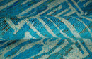 Modern stripes design Blue and Beige 5x8 Hand knotted wool area rug