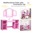 Kids Tri Folding Mirror Makeup Dressing Vanity Table Set by LJGDeals