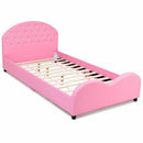 Twin Size Upholstered Platform Toddler Bed with Wood Slat Support by LJGDeals