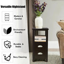 Set of 2 End Table Wooden with 2 Drawer & Shelf Bedside Table by LJGDeals
