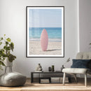 Pink Surfboard Canvas Wall Art, Minimalist Beach Photography by MyGreatCanvas | Canvas Wall Art Prints | Photo Prints & Wall Decor