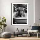 Highland Cow Bathtub Canvas Wall Art, Funny Bathroom Print by MyGreatCanvas | Canvas Wall Art Prints | Photo Prints & Wall Decor