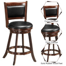 29 Inch Swivel Bar Height Stool Wooden Upholstered Dining Chair