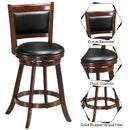 29 Inch Swivel Bar Height Stool Wooden Upholstered Dining Chair by LJGDeals
