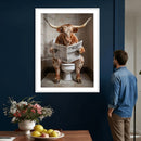 Funny Bathroom Canvas Wall Art, Texas Longhorn on Toilet by MyGreatCanvas | Canvas Wall Art Prints | Photo Prints & Wall Decor