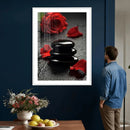 Black Lava Stone Rose Canvas | Red Rose Spa Photography by MyGreatCanvas | Canvas Wall Art Prints | Photo Prints & Wall Decor