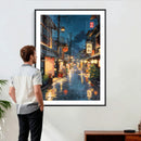 Tokyo Tea House Canvas Wall Art — Japan Rainy Night Street by MyGreatCanvas | Canvas Wall Art Prints | Photo Prints & Wall Decor