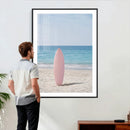 Pink Surfboard Canvas Wall Art, Minimalist Beach Photography by MyGreatCanvas | Canvas Wall Art Prints | Photo Prints & Wall Decor