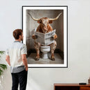 Funny Bathroom Canvas Wall Art, Texas Longhorn on Toilet by MyGreatCanvas | Canvas Wall Art Prints | Photo Prints & Wall Decor