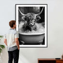 Highland Cow Bathtub Canvas Wall Art, Funny Bathroom Print by MyGreatCanvas | Canvas Wall Art Prints | Photo Prints & Wall Decor