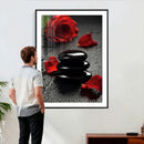 Black Lava Stone Rose Canvas | Red Rose Spa Photography by MyGreatCanvas | Canvas Wall Art Prints | Photo Prints & Wall Decor
