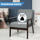 Solid Rubber Wood Fabric Accent Armchair by LJGDeals