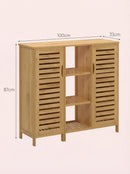 Bamboo 4 Tier Floor Cabinet with Doors, Freestanding Storage by 2Dropme