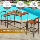 3 Pieces Patio Rattan Wicker Bar Dining Furniture Set by DirectDeals