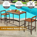 3 Pieces Patio Rattan Wicker Bar Dining Furniture Set by LJGDeals
