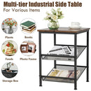 3-Tier Industrial End Table with Mesh Shelves and Adjustable Shelves by LJGDeals