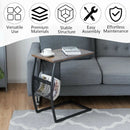 C-shaped Vintage End Table with Side Pocket and Metal Frame by DirectDeals