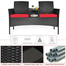 Wicker Patio Conversation Furniture Set with Removable Cushions and Table by LJGDeals