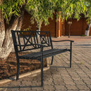 Patio Garden Bench with Powder Coated Steel Frame by LJGDeals