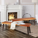 Set of 2 Patio Acacia Wood Dining Benches by LJGDeals