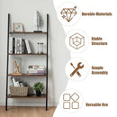 Multipurpose 4-Tier Industrial Leaning Wall Bookcase with Metal Frame by LJGDeals