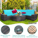 6 Piece Wicker Patio Sectional Sofa Set with Tempered Glass Coffee Table by LJGDeals